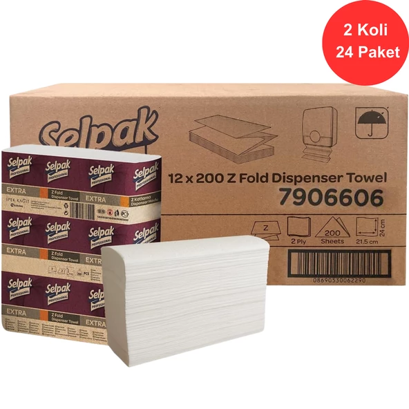 Selpak Professional Extra Z Katlı Havlu 21.5 x 24 cm. 2 Koli (24 Paket) (7906606) ürün görseli 1