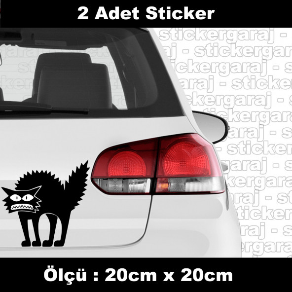 kedi şirin korkmaz sticker 2ADET - araba kask motosiklet laptop tablet pc atv uyumlu sticker 2 adet ürün görseli 1