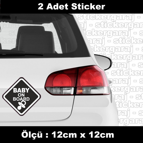 baby on board arabada bebek var sticker 2 ADET- araba kask motosiklet laptop tablet pc atv uyumlu sticker 2 adet ürün görseli 1