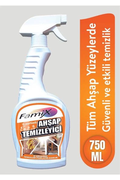 famix Ahşap yüzeylerde güvenli ve etkili temizleyici - leke çıkarıcı ve parlatıcı sprey 750 ml ürün görseli 1