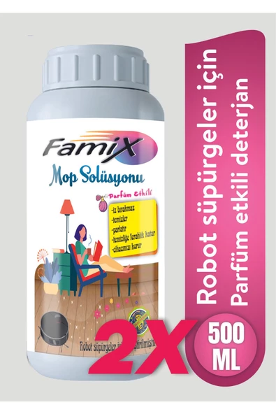 famix Mop Solüsyonu 500 Ml 2 Adet ( Robot Süpürge Deterjanı) ürün görseli 1