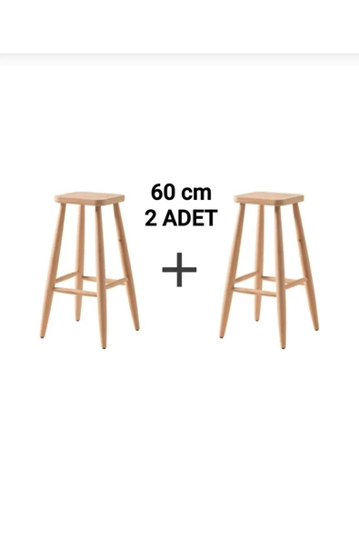 EFE AHŞAP SANATI 60 cm ( 2 ADET ) HAM AHŞAP KARE BAR TABURE SANDALYE ürün görseli 1