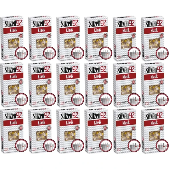 Süzen92 Klasik Sigara Ağızlık Filtresi 2592 Adet Fırsat Pk Kutu (18PKx144) ürün görseli 1