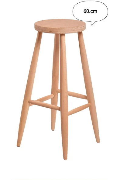 EFE AHŞAP SANATI 60 cm HAM AHŞAP YUVARLAK BAR TABURE SANDALYE ürün görseli 1