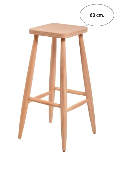 EFE AHŞAP SANATI 60 cm HAM AHŞAP KARE BAR TABURE SANDALYE ürün görseli 1