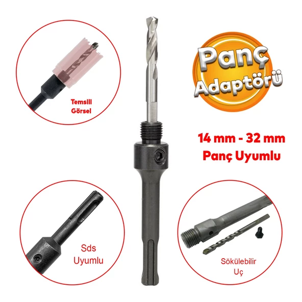 Ugr Metal Sds Plus Panç Adaptörü 14x32 mm Delik Oyuk Açma Delme No:2 Bi Metal Matkap Uyumlu ürün görseli 1