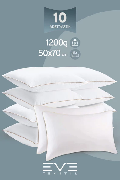 10 Adet Yellow Dream Serisi Fermuarlı Antialerjik Silikon Elyaf Dolgulu Yastık 50x70cm 1200gr ürün görseli 1