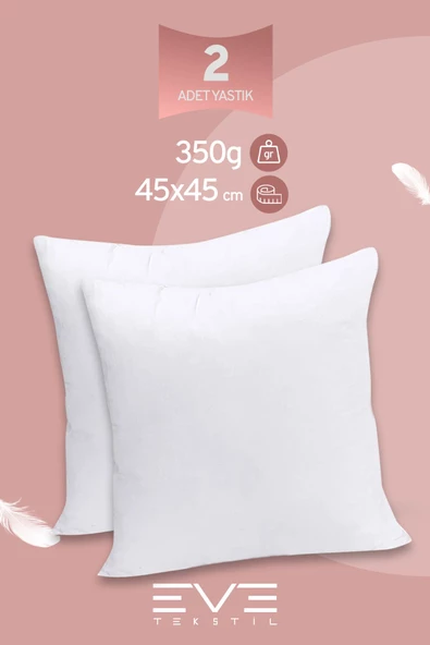 2 Adet Throw Serisi Antialerjik %100 Silikon Elyaf Dolgulu Kırlent Iç Kare Yastık 45x45cm 350gr ürün görseli 1