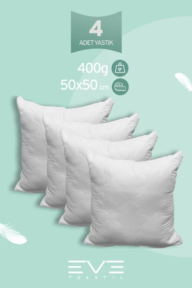 4 Adet Diamant Plus Kare Kırlent Yıkanabilir Antialerjik Silikon Elyaf Yastık 40x40cm 400 gr ürün görseli 1
