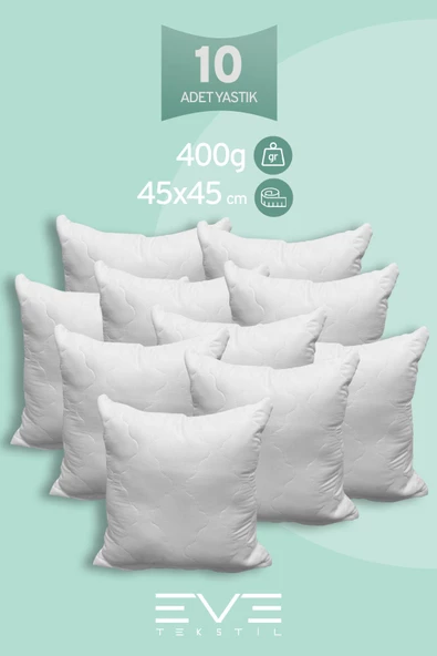 10 Adet Diamant Plus Kare Kırlent Yıkanabilir Antialerjik Silikon Elyaf Yastık 40x40cm 400 gr ürün görseli 1