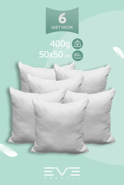 6 Adet Diamant Plus Kare Kırlent Yıkanabilir Antialerjik Silikon Elyaf Yastık 40x40cm 400 gr ürün görseli 1