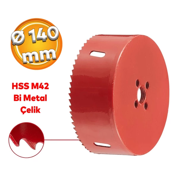 Metal Sds Plus Panç Ø 140 mm Çap 14 cm Delik Oyuk Açma Delme HSS Bi Metal Testeresi Adaptör Uç ürün görseli 1