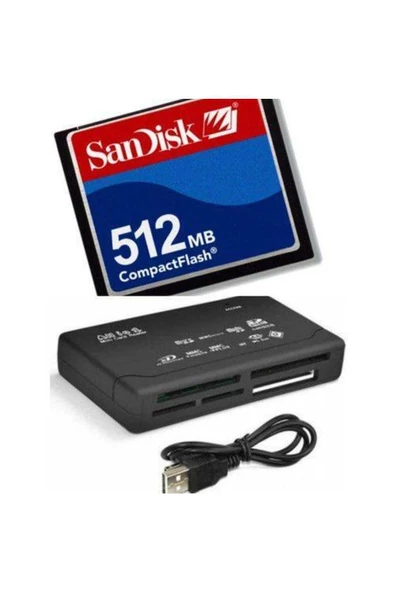 Sandisk. 512 Mb Compact Flash Hafıza Kartı - Usb 2.0 Cf Kart Okuyucu ürün görseli 1