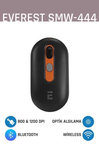 Everest  SMW-444 Usb Siyah Bluetooth ve 2.4Ghz Optik Wireless Mouse ürün görseli 1