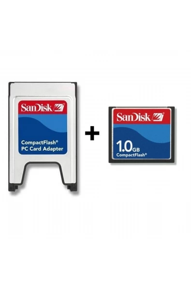 Sandisk PCMCIA-CF Compact Flash Adaptör + 1GB Compact Flash Kart ürün görseli 1