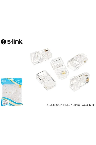 S-LINK  Cat 6 Rj-45 Konnektör Yeni Nesil Jack Utp Cat6 Sl-cob20p 100 Adet ürün görseli 1