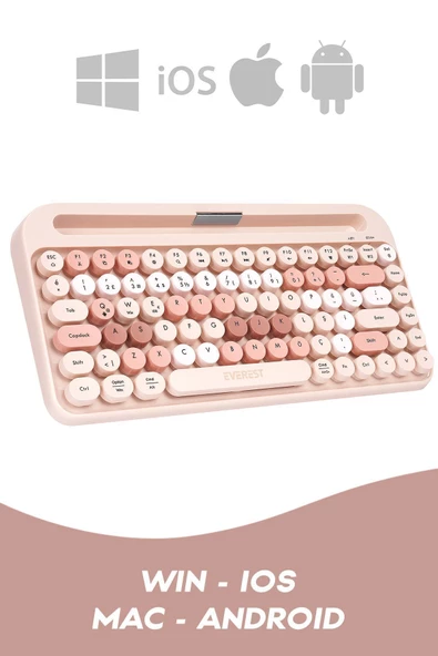 Everest  K-98 LATTE 2.4G+BT1+BT2 Mac Wın Ios Android Çoklu Cihaz Bağlantılı Kablosuz Bluetooth Klavye ürün görseli 1