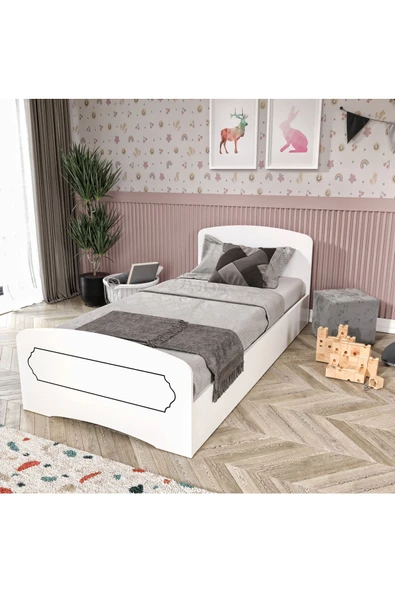 KZNMOB HOME Hayal Tek Kişilik Mdf Karyola Beyaz - 90 Cm X 190 Cm Yataklarla Uyumlu ürün görseli 1