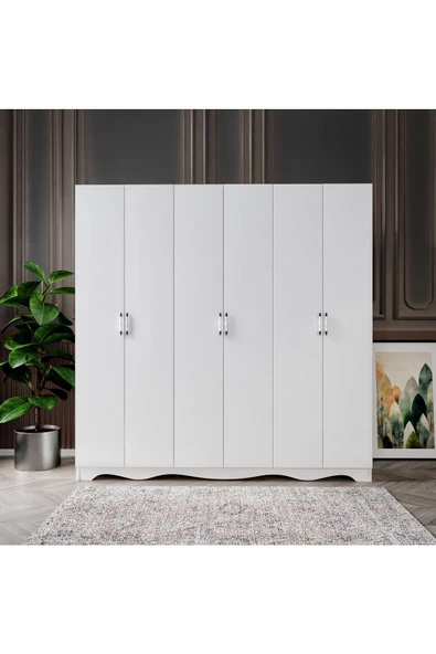 KZNMOB HOME Free 6 Kapaklı 2 Çekmeceli Modern Modüler Gardırop, Elbise Dolabı - Tamamı 1. Kalite Mdf ürün görseli 1