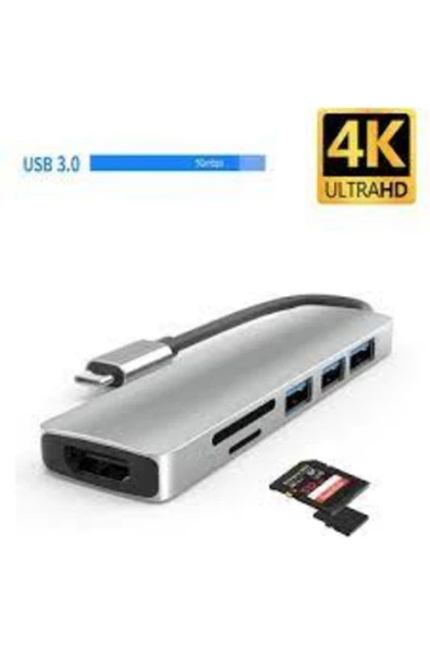Bluesery Aırsky Hc-13c Type-c To 2 Usb 3.0 Sd Tf 4k Hd 1080p Hdmı Pd Kart Okuyucu Çevirici Hub ürün görseli 1