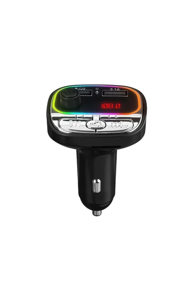 Hytech  Hy-xcb40 Çift Usb 5v 3.1a Rainbow Işıklı Led Ekran Tf Kartlı V5.0 Bluetooth Fm Transmitter ürün görseli 1