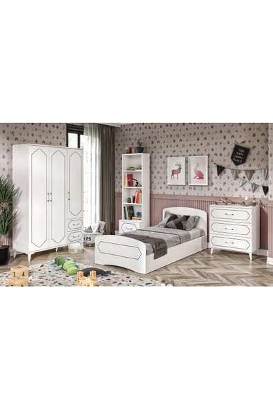 KZNMOB HOME Hayal  Modern Genç Odası Takımı Beyaz - 4 Parçalı Ve Tamamı 1. Kalite Mdf ürün görseli 1