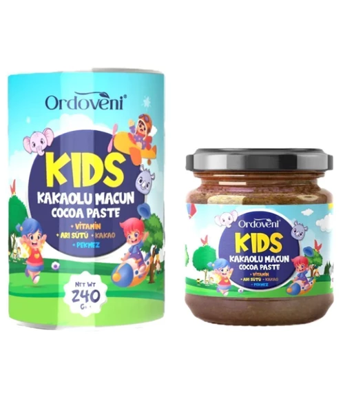 Kids Macun Çocuklar Için Iştah Açıcı Özel - Arı Sütü, Pekmez, Bal Ve Vitamin Katkılı Kakaolu Macun 240 gr ürün görseli 1