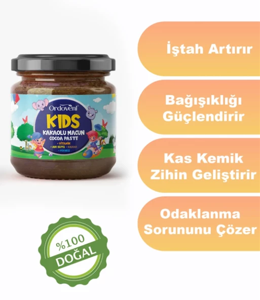 Kids Macun Çocuklar Için Iştah Açıcı Özel - Arı Sütü, Pekmez, Bal Ve Vitamin Katkılı Kakaolu Macun 240 gr ürün görseli 1