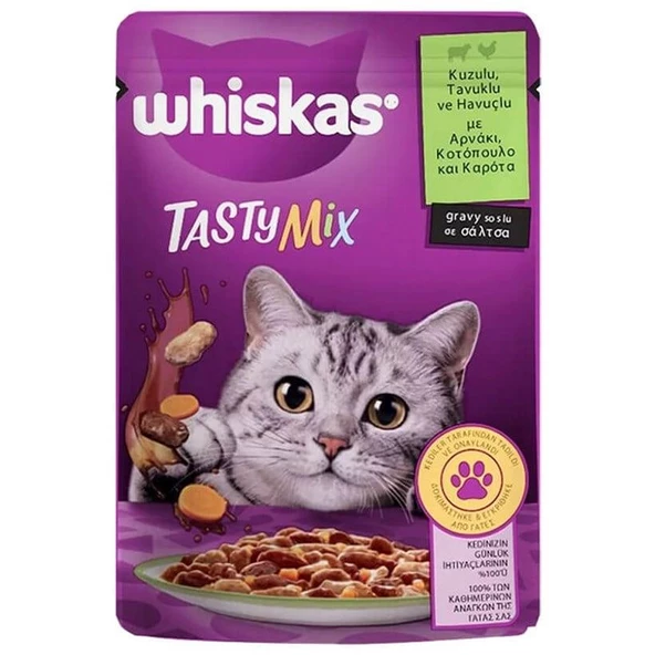 Whiskas TastyMix Kuzulu Havuçlu Kedi Maması 85 gr ürün görseli 1