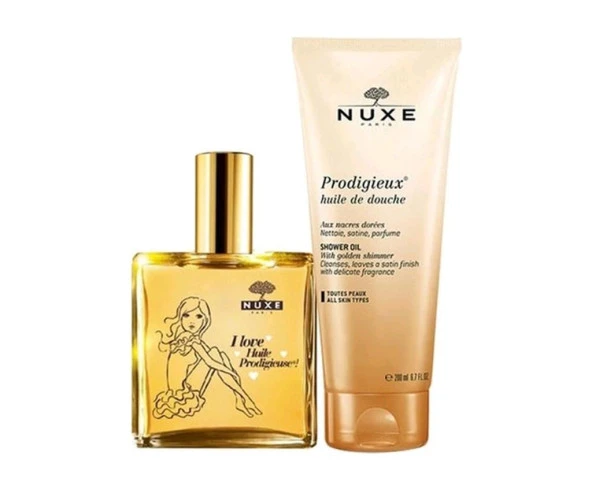Nuxe Huile Prodigieuse Çok Amaçlı Kuru Yağ 100 Ml + Huile De Douche Duş Yağı 200 Ml ürün görseli 1