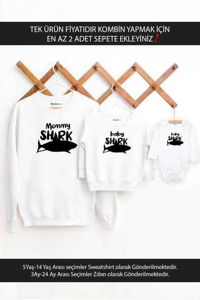 Anne Oğul Kız Mommy Baby Shark(TEK ÜRÜN FİYATIDIR KOMBİN YAPMAK İÇİN EN AZ 2 ADET SEPETE EKLEYİNİZ) ürün görseli 1