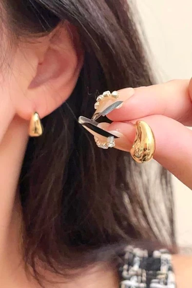 Kadın Özel Tasarım Mini Su Damlası Model Küpe ZYN10 ürün görseli 1