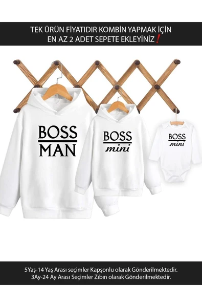 Boss Man Boss Mini Beyaz Baba Oğul Kız(TEK ÜRÜN FİYATIDIR KOMBİN YAPMAK İÇİN EN AZ 2 ADET SEPETE EKL ürün görseli 1