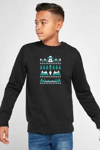 Paranormal Christmas Siyah Çocuk 2ip Sweatshirt ürün görseli 1