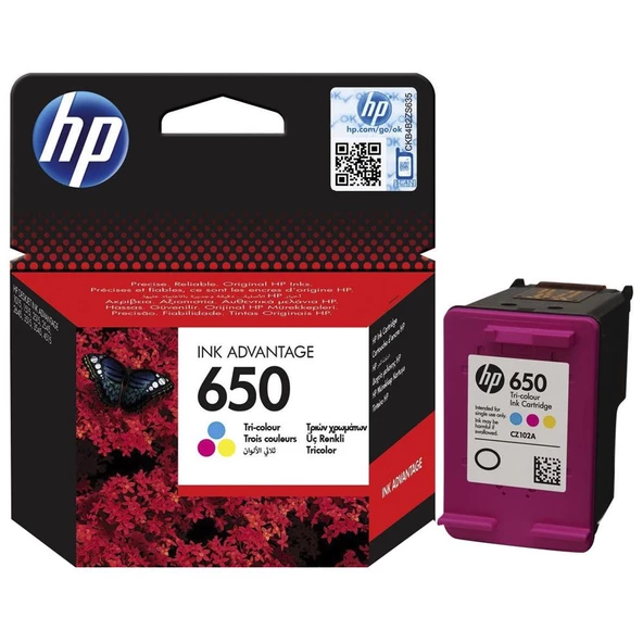 HP 650 Renkli Mürekkep Kartuş (CZ102AE) ürün görseli 1