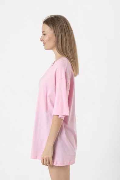 Meovv Meow Pembe Kadın Oversize Tshirt - Resim 5
