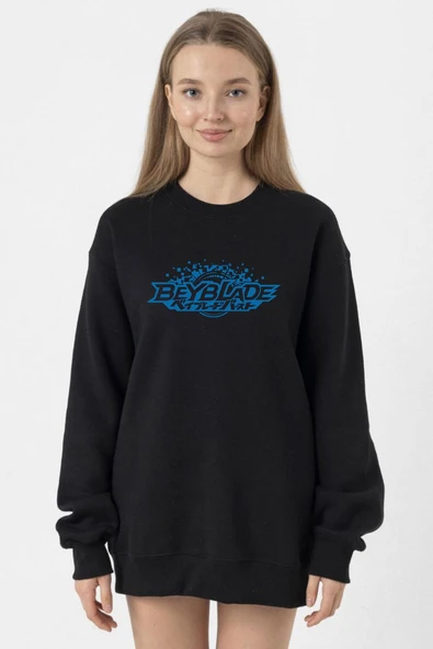 Beyblade Logo Siyah Kadın 2ip Sweatshirt ürün görseli 1