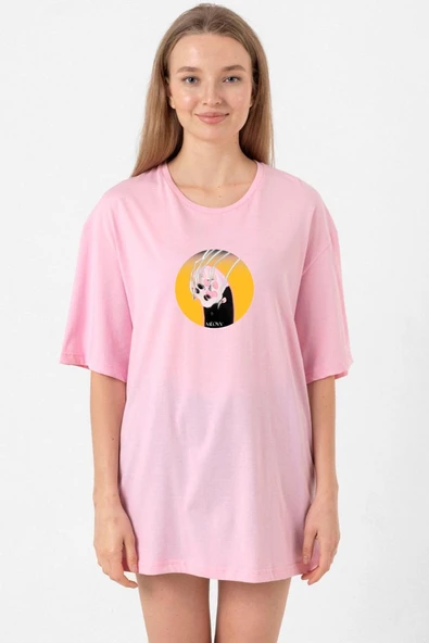 Meovv Meow Pembe Kadın Oversize Tshirt ürün görseli 1