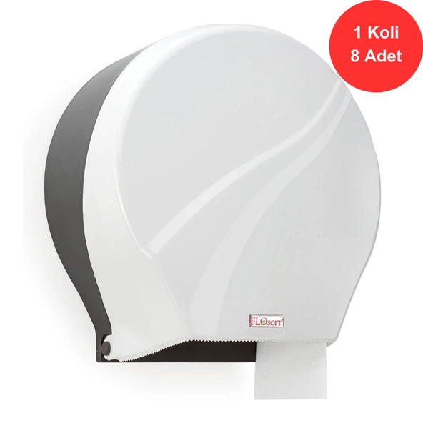 Flosoft  Jumbo Tuvalet Kağıdı Dispenseri Buz Beyazı - (F165B) x 8 Adet ürün görseli 1