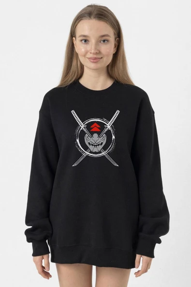 Ghost Of Tsushima Samurai Mask Siyah Kadın 2ip Sweatshirt ürün görseli 1