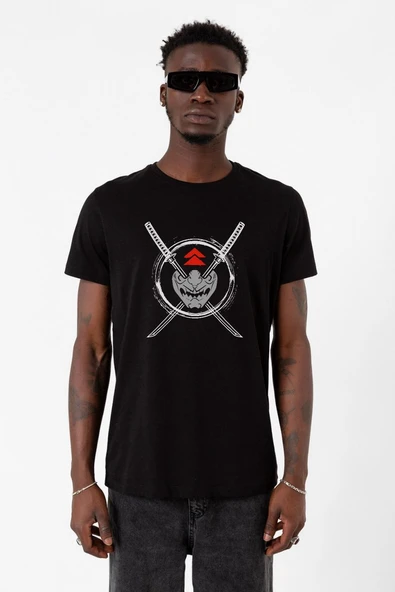 Ghost Of Tsushima Samurai Mask Siyah Erkek Tshirt ürün görseli 1