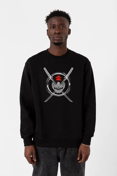 Ghost Of Tsushima Samurai Mask Siyah Erkek 2ip Sweatshirt ürün görseli 1