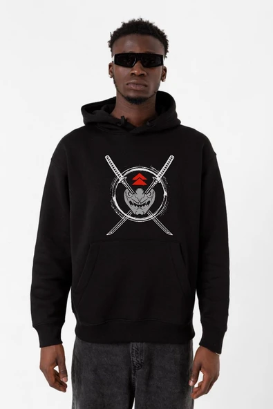 Ghost Of Tsushima Samurai Mask Siyah Erkek 3ip Kapşonlu Sweatshirt ürün görseli 1
