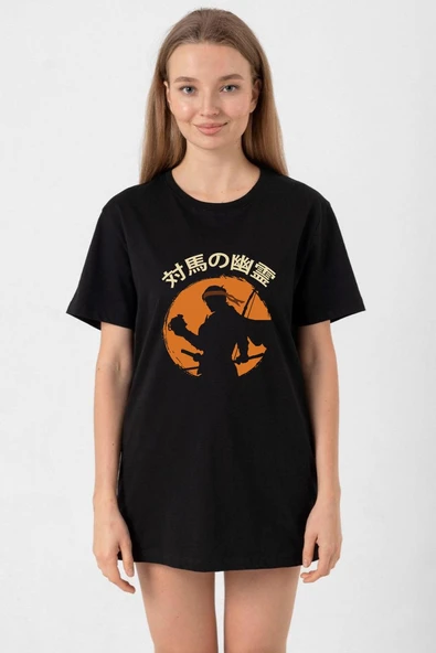Ghost Of Tsushima The Island Japanese Siyah Kadın Oversize Tshirt ürün görseli 1