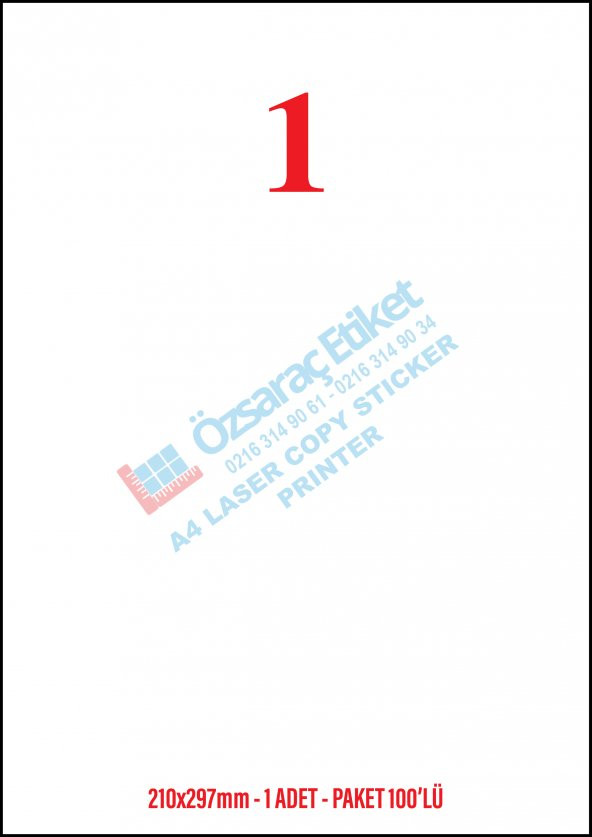 210MMX297MM A4 LASER ETİKET 1 PAKET 100 SAYFA ürün görseli 1