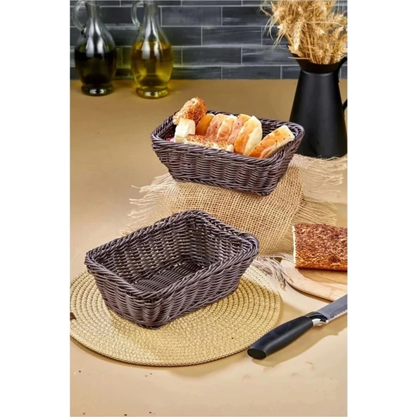 COOKER EKMEK SEPETİ DİKDÖRTGEN HASIR GÖRÜNÜMLÜ YK1453 9139 ürün görseli 1