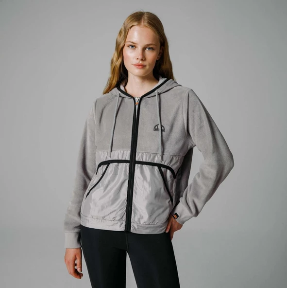 Ellesse Fermuarlı Kapüşonlu Kadın Gri Ceket EF188 ürün görseli 1