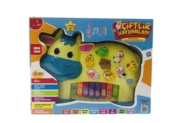Can Ali Toys Türkçe Hayvan Sesli Piyano Sarı İnek CNLS2222 ürün görseli 1