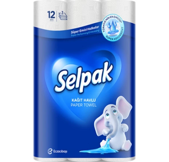 Selpak 3 Katlı 12'li Rulo Kağıt Havlu ürün görseli 1