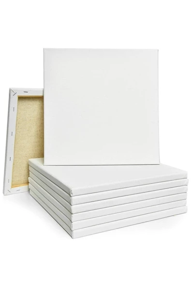 20x20cm 5'li Kare Set Arkadan Zımbalı Yüksek Kaliteli Astarlı Hazır Tuval Boş Kanvas Tablo ürün görseli 1